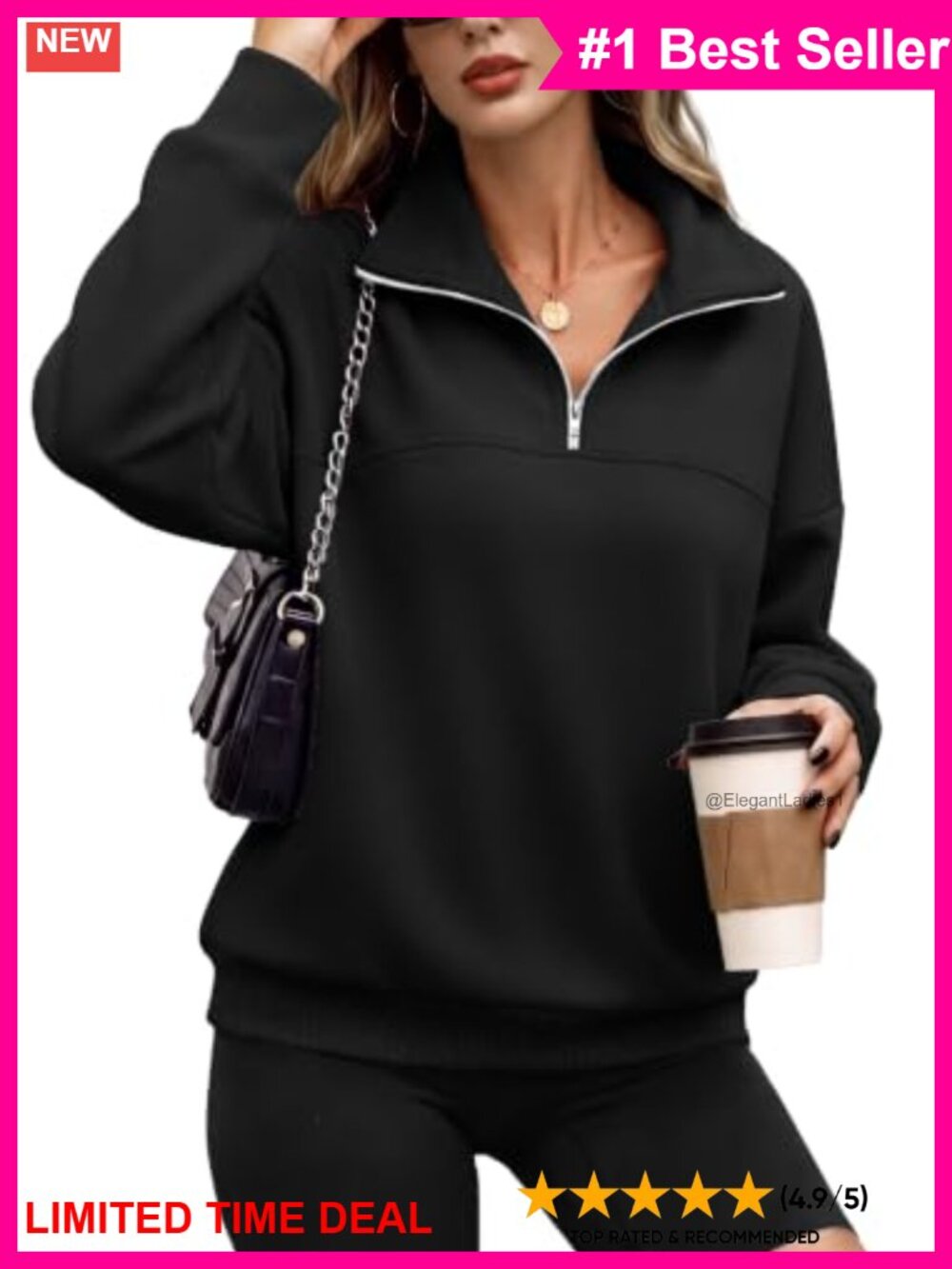Women's Half Zip Fleece Sweatshirt Oversized Cropped Pullover Mock Neck